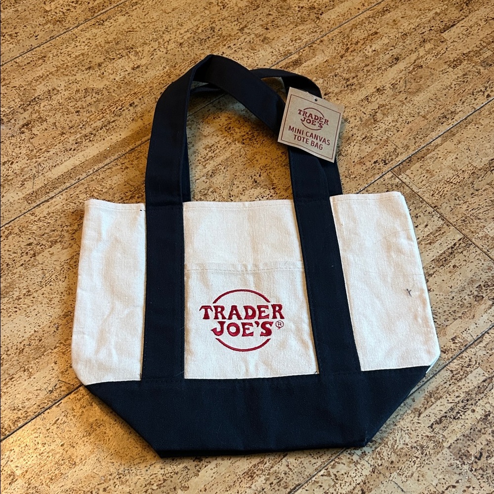 Trader Joe's Black and White Mini Canvas Tote Bag